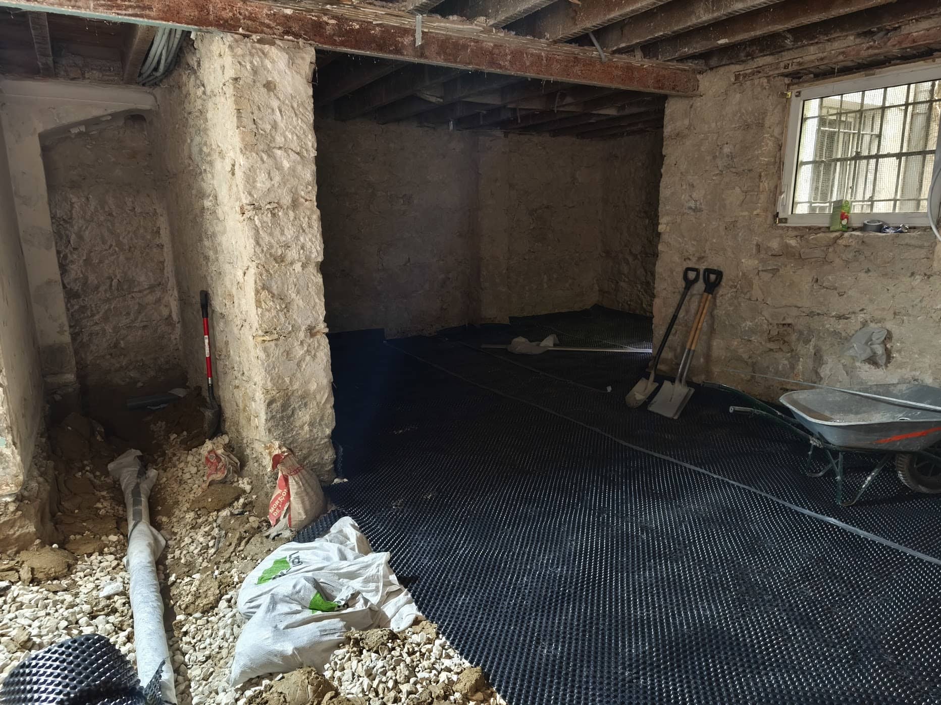 Basement waterproofing Grasse Civilly studded membrane